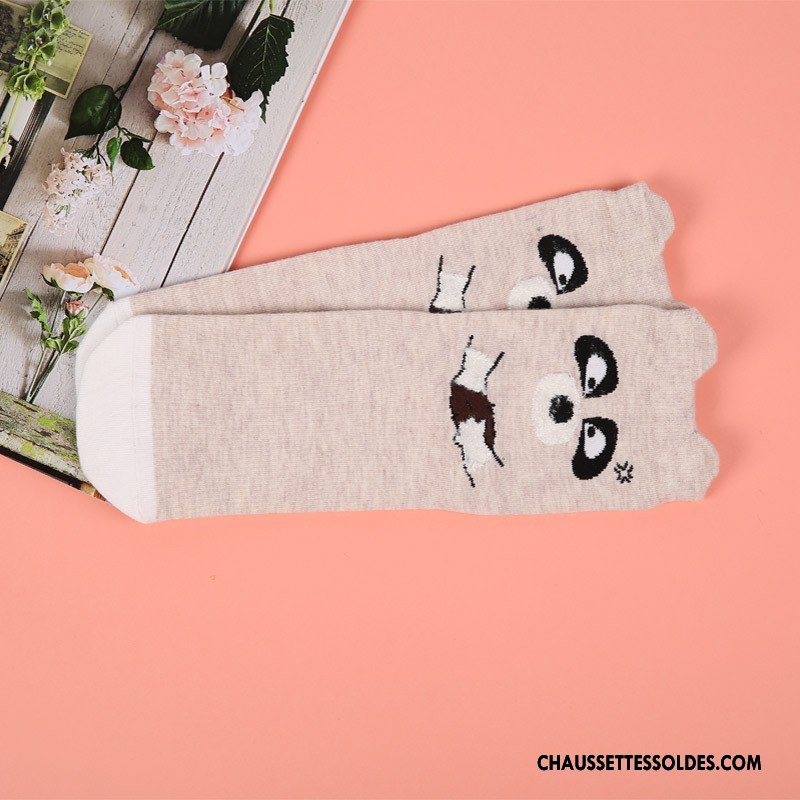 Chaussettes Mi Hautes Femme Manuel Absorber La Sueur Milieu Toutes Les Saisons Naturel Respirant Gris