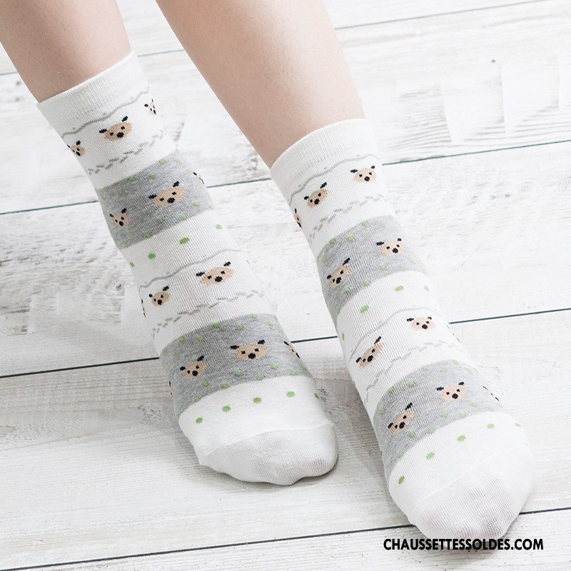 Chaussettes Mi Hautes Femme Manuel Milieu Ours Charmant Hiver L'automne Impression Violet