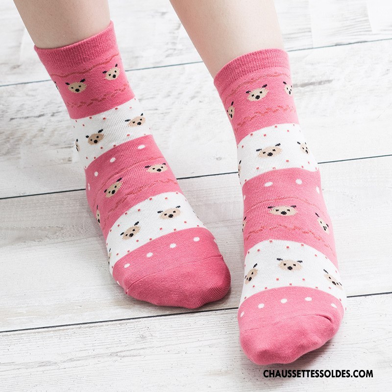 Chaussettes Mi Hautes Femme Manuel Milieu Ours Charmant Hiver L'automne Impression Violet