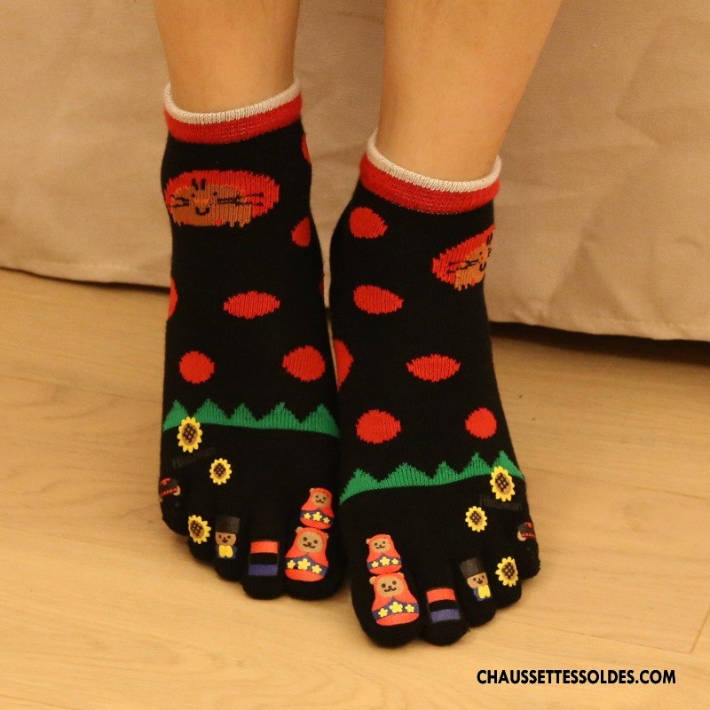 Chaussettes Mi Hautes Femme Matelassé Cinq Doigts Longue Confortable Vert