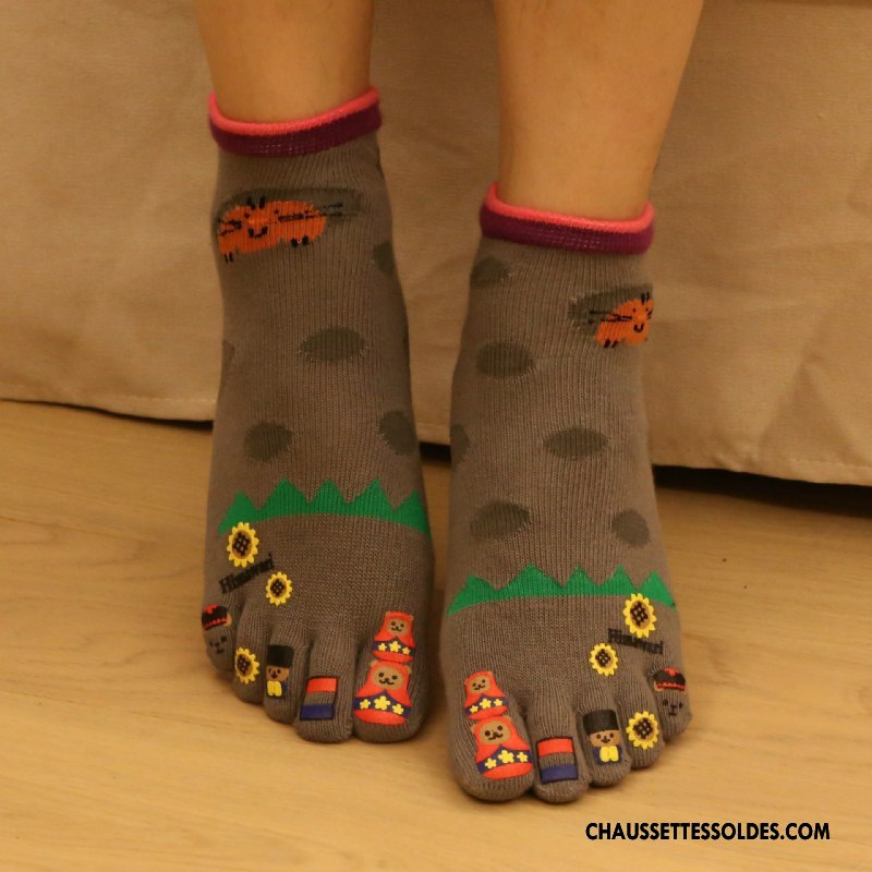 Chaussettes Mi Hautes Femme Matelassé Cinq Doigts Longue Confortable Vert
