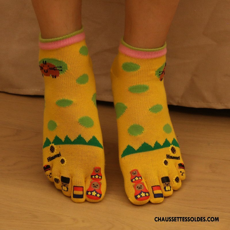 Chaussettes Mi Hautes Femme Matelassé Cinq Doigts Longue Confortable Vert
