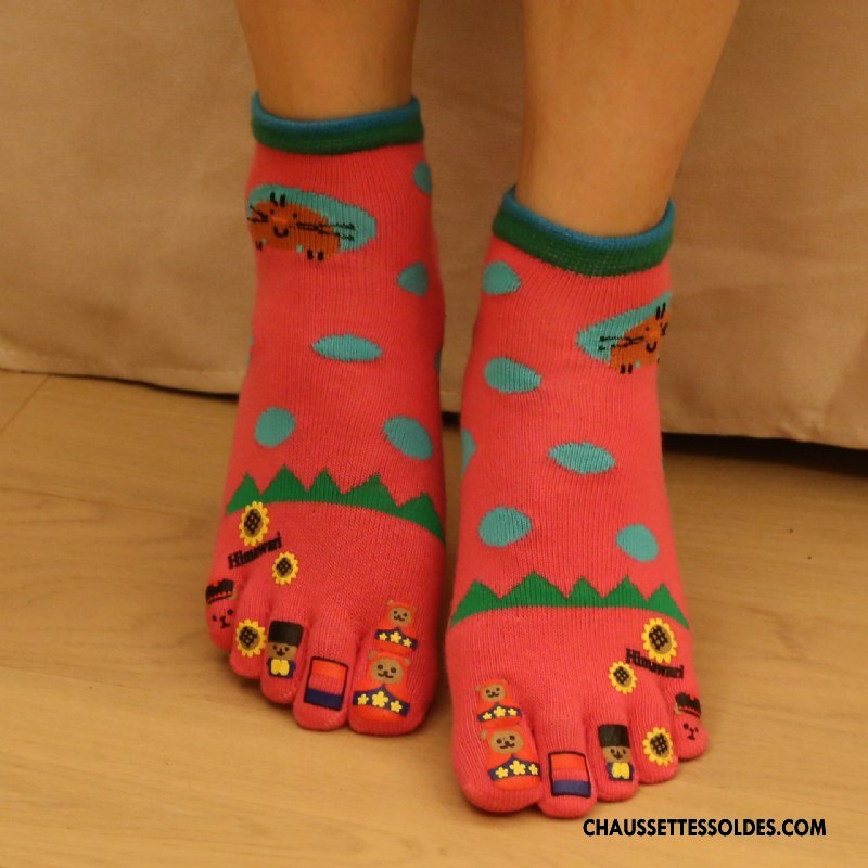 Chaussettes Mi Hautes Femme Matelassé Cinq Doigts Longue Confortable Vert