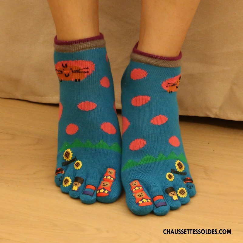 Chaussettes Mi Hautes Femme Matelassé Cinq Doigts Longue Confortable Vert
