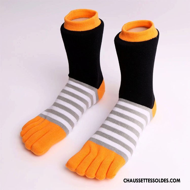 Chaussettes Mi Hautes Femme Matelassé Milieu L'automne Hiver Cinq Doigts Dame Rose