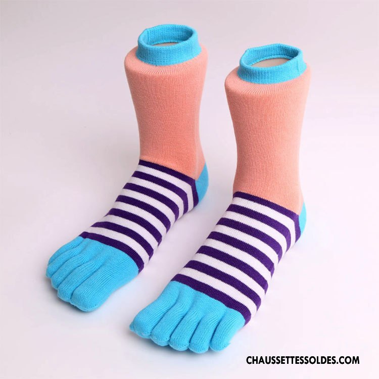 Chaussettes Mi Hautes Femme Matelassé Milieu L'automne Hiver Cinq Doigts Dame Rose