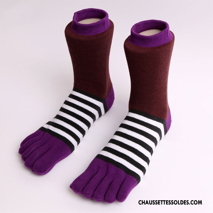 Chaussettes Mi Hautes Femme Matelassé Milieu L'automne Hiver Cinq Doigts Dame Rose