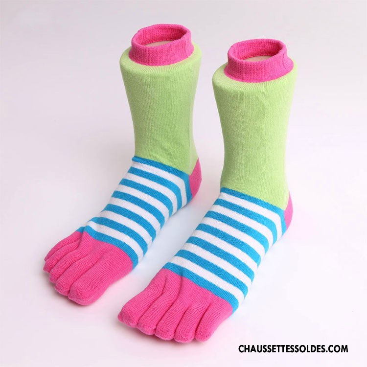 Chaussettes Mi Hautes Femme Matelassé Milieu L'automne Hiver Cinq Doigts Dame Rose