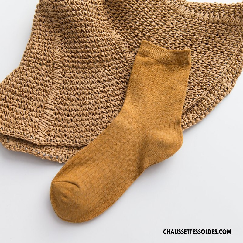 Chaussettes Mi Hautes Femme Milieu 100% Coton Marque Coton Bio Pure Jaune