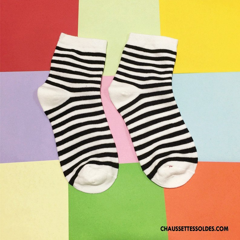 Chaussettes Mi Hautes Femme Milieu Art Nouvelles Arrivées Dame 100% Coton Rayé Bleu