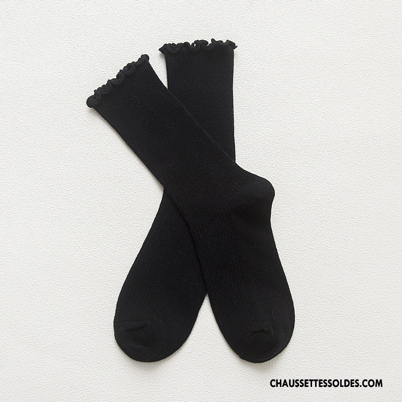 Chaussettes Mi Hautes Femme Milieu Bois Hiver Coton Bio Rayé L'automne Bordeaux Pure