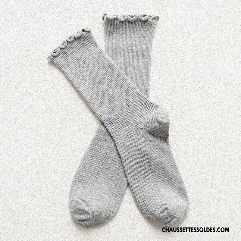 Chaussettes Mi Hautes Femme Milieu Bois Hiver Coton Bio Rayé L'automne Bordeaux Pure