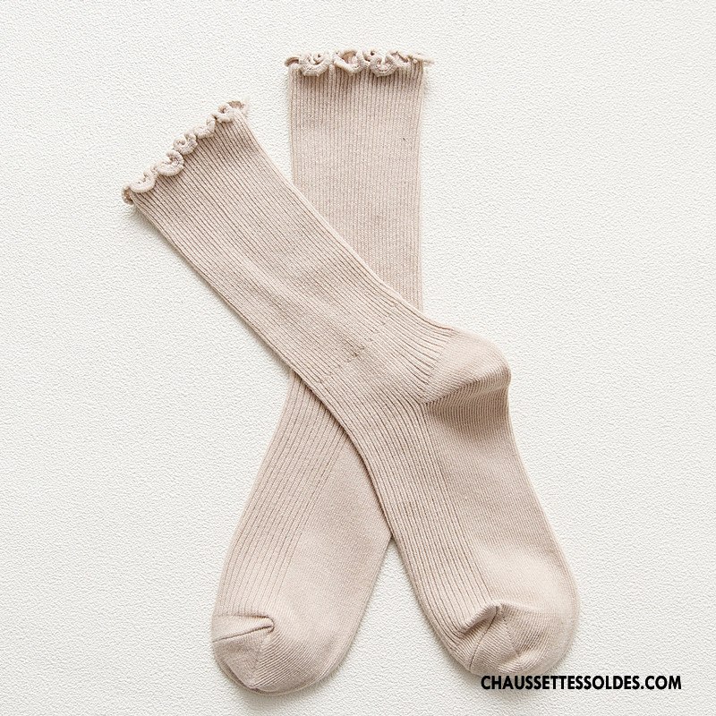 Chaussettes Mi Hautes Femme Milieu Bois Hiver Coton Bio Rayé L'automne Bordeaux Pure