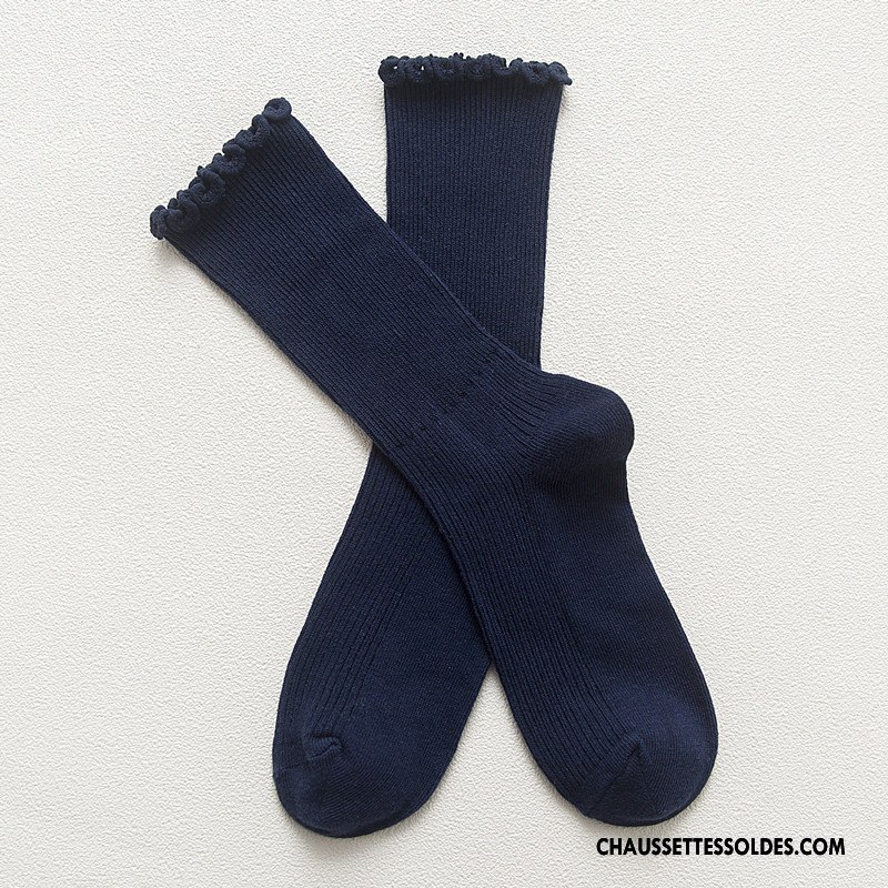 Chaussettes Mi Hautes Femme Milieu Bois Hiver Coton Bio Rayé L'automne Bordeaux Pure