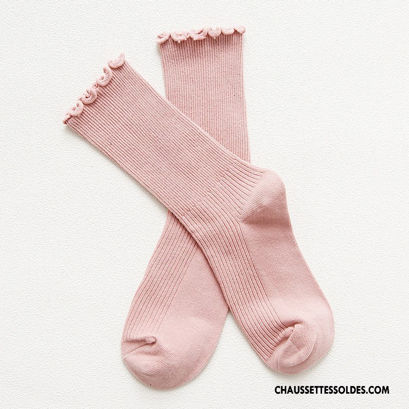 Chaussettes Mi Hautes Femme Milieu Bois Hiver Coton Bio Rayé L'automne Bordeaux Pure