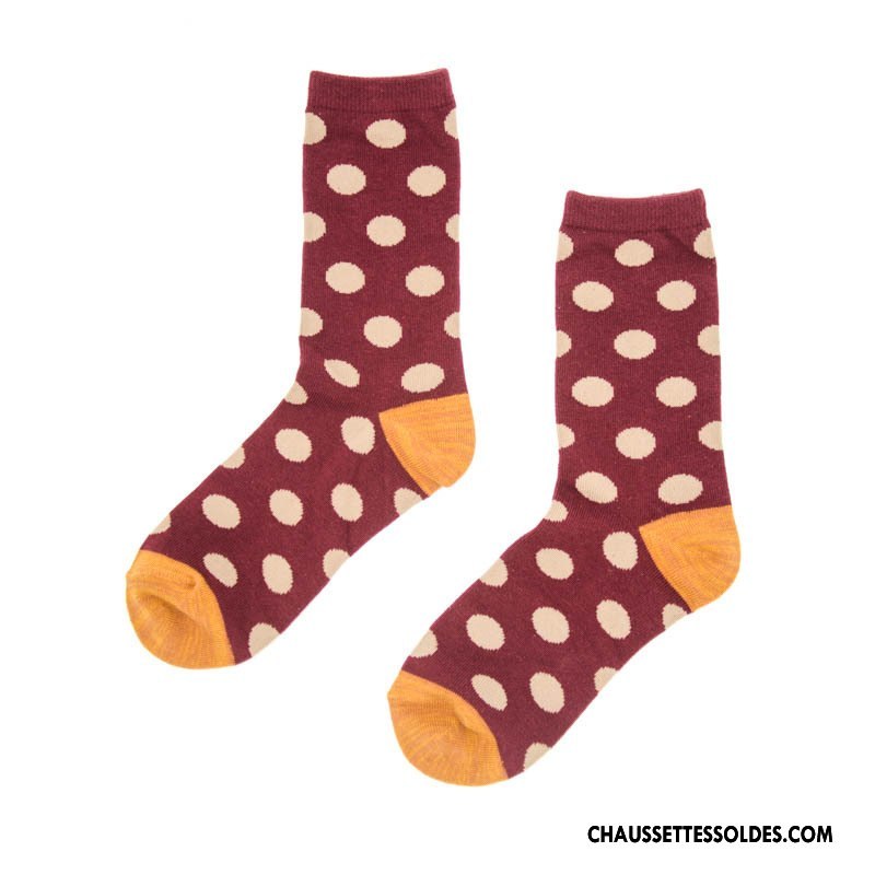 Chaussettes Mi Hautes Femme Milieu Chaussettes En Coton Gros 100% Coton Points Le Nouveau Gris
