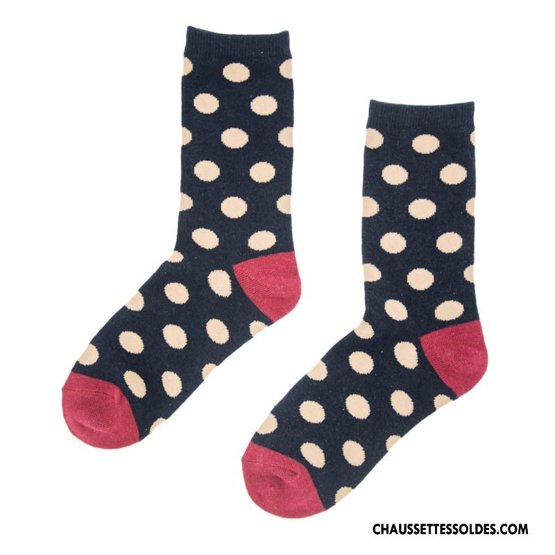 Chaussettes Mi Hautes Femme Milieu Chaussettes En Coton Gros 100% Coton Points Le Nouveau Gris