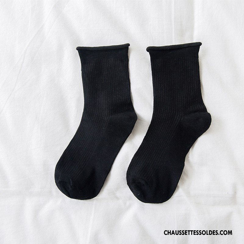 Chaussettes Mi Hautes Femme Milieu Dame Ourlet Tous Les Assortis Nouvelles Arrivées Rétro Bordeaux Pure