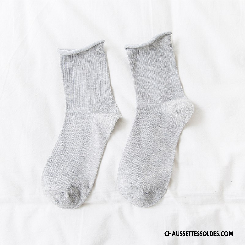 Chaussettes Mi Hautes Femme Milieu Dame Ourlet Tous Les Assortis Nouvelles Arrivées Rétro Bordeaux Pure