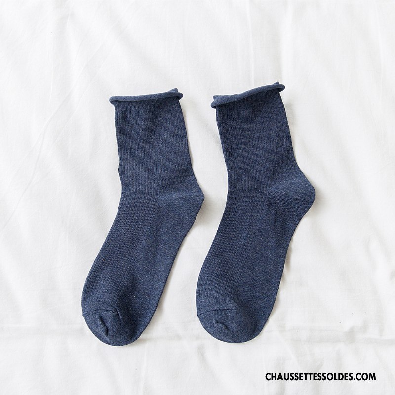 Chaussettes Mi Hautes Femme Milieu Dame Ourlet Tous Les Assortis Nouvelles Arrivées Rétro Bordeaux Pure