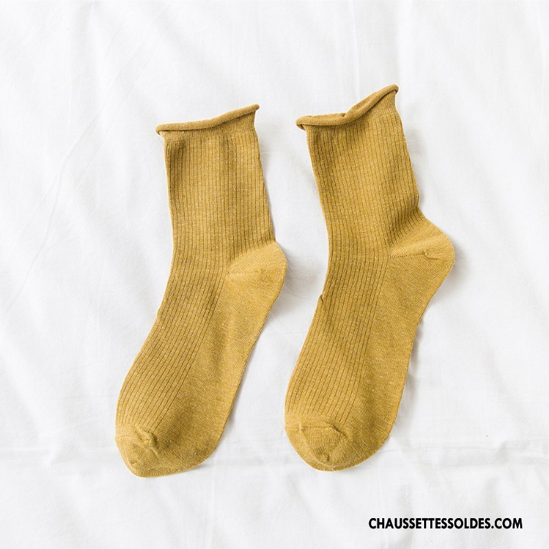 Chaussettes Mi Hautes Femme Milieu Dame Ourlet Tous Les Assortis Nouvelles Arrivées Rétro Bordeaux Pure