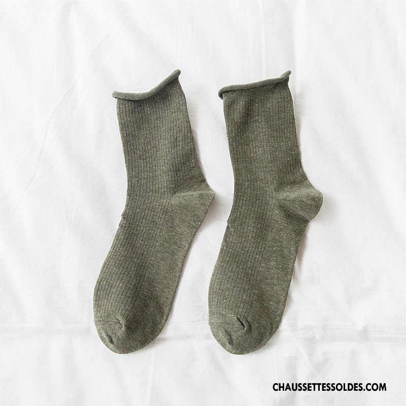 Chaussettes Mi Hautes Femme Milieu Dame Ourlet Tous Les Assortis Nouvelles Arrivées Rétro Bordeaux Pure