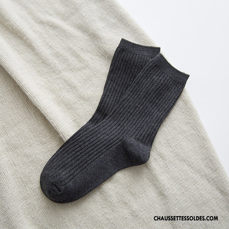 Chaussettes Mi Hautes Femme Milieu Dame Rétro 100% Coton Bordeaux Pure