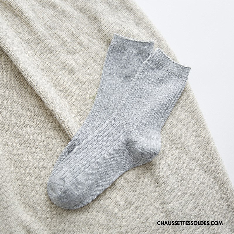 Chaussettes Mi Hautes Femme Milieu Dame Rétro 100% Coton Bordeaux Pure