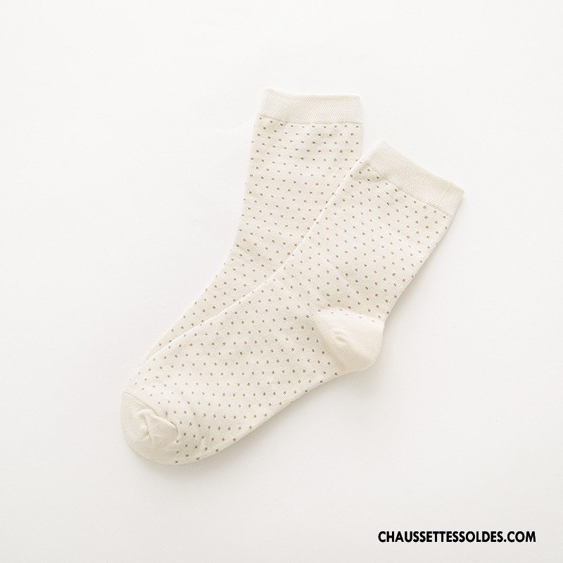 Chaussettes Mi Hautes Femme Milieu Hiver L'automne Nouvelles Arrivées Chaussettes En Coton Tous Les Assortis Blanc