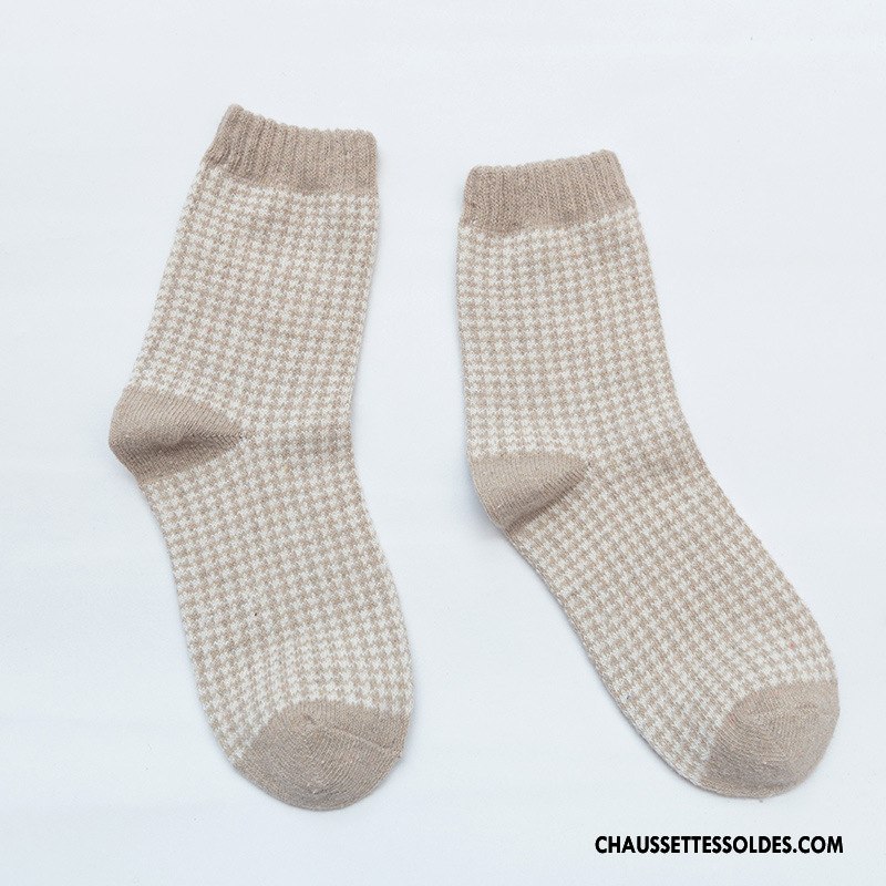 Chaussettes Mi Hautes Femme Milieu Hiver Swallow Cerveau Des Chaussettes En Laine Dame Lapin Marron / Brun