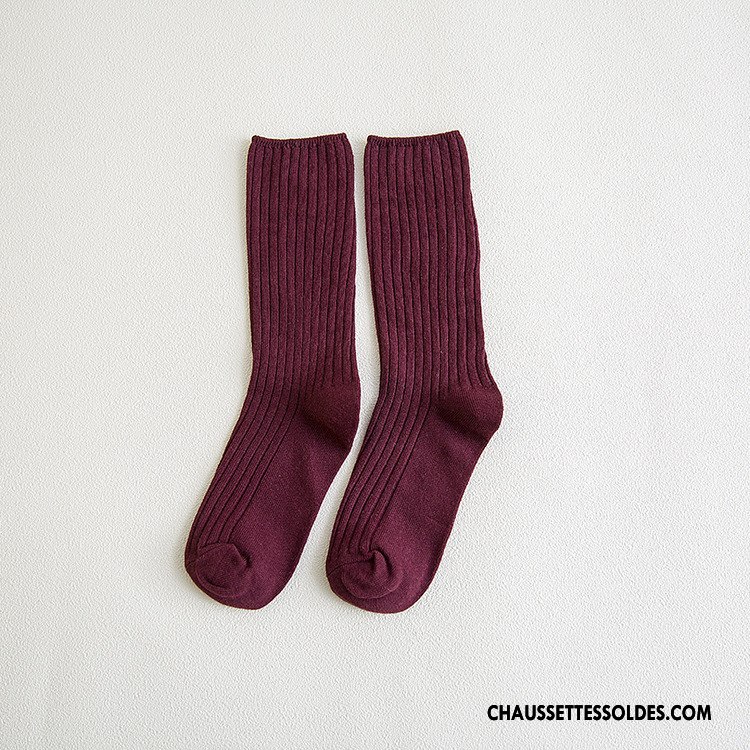 Chaussettes Mi Hautes Femme Milieu Le Nouveau Bouche Libre 100% Coton Hiver L'automne Rose