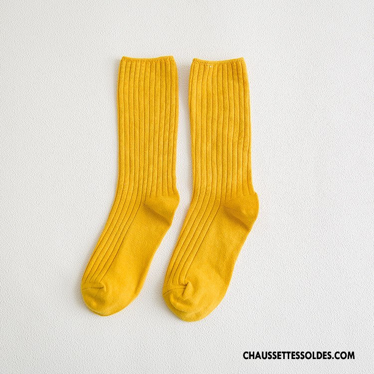 Chaussettes Mi Hautes Femme Milieu Le Nouveau Bouche Libre 100% Coton Hiver L'automne Rose