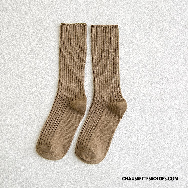 Chaussettes Mi Hautes Femme Milieu Le Nouveau Bouche Libre 100% Coton Hiver L'automne Rose