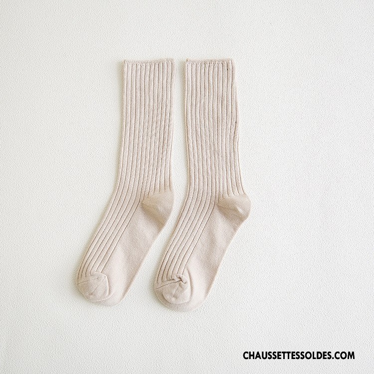 Chaussettes Mi Hautes Femme Milieu Le Nouveau Bouche Libre 100% Coton Hiver L'automne Rose