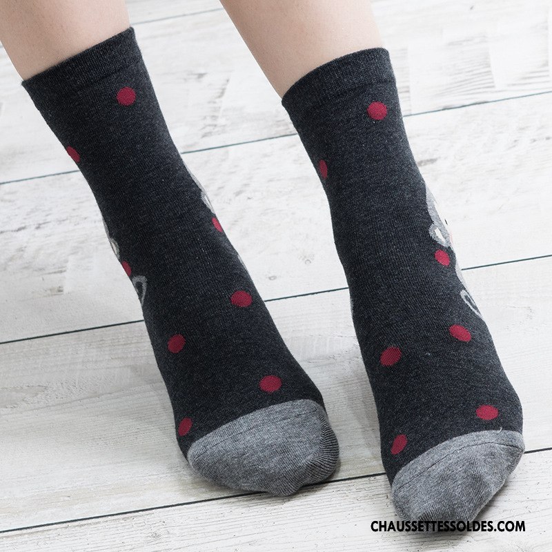 Chaussettes Mi Hautes Femme Milieu Le Nouveau L'automne Chaussettes En Coton Dessin Animé Hiver Blanc