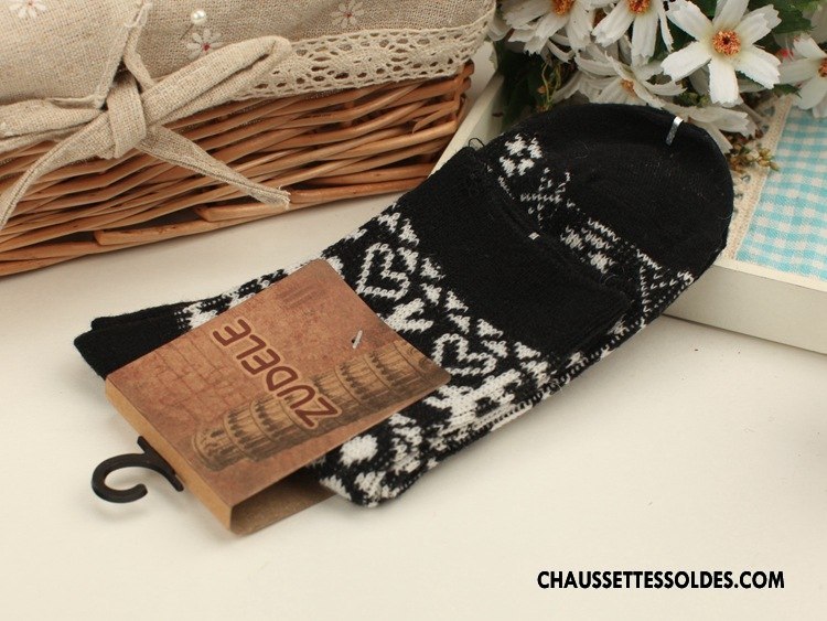 Chaussettes Mi Hautes Femme Milieu Le Nouveau Style National Chaussettes En Coton Bordeaux