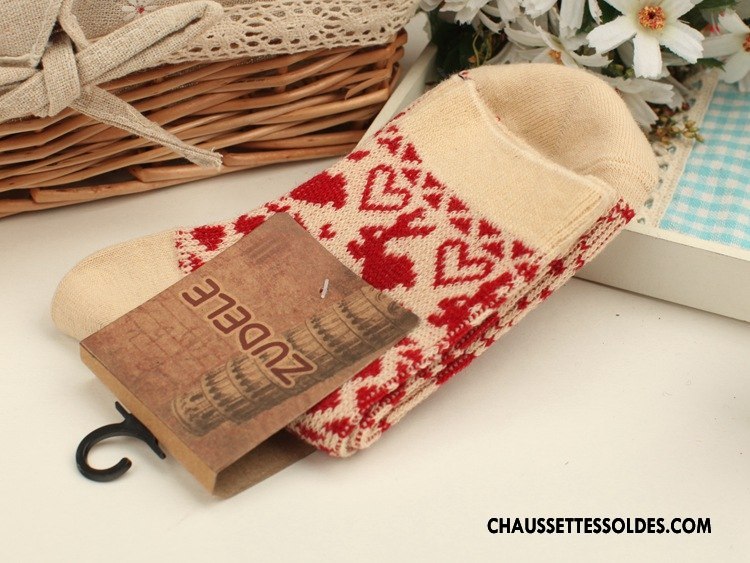 Chaussettes Mi Hautes Femme Milieu Le Nouveau Style National Chaussettes En Coton Bordeaux