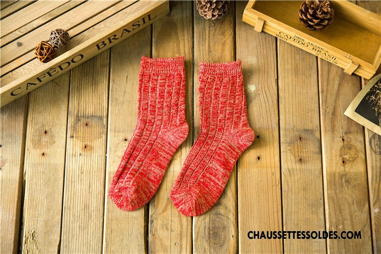 Chaussettes Mi Hautes Femme Milieu Le Nouveau Style National L'automne 100% Coton Rétro Violet