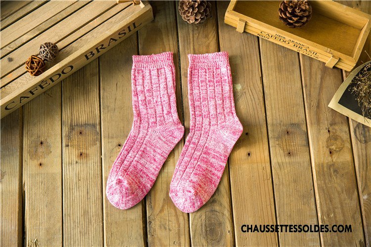 Chaussettes Mi Hautes Femme Milieu Le Nouveau Style National L'automne 100% Coton Rétro Violet