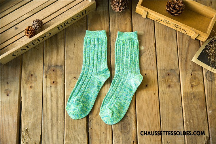 Chaussettes Mi Hautes Femme Milieu Le Nouveau Style National L'automne 100% Coton Rétro Violet