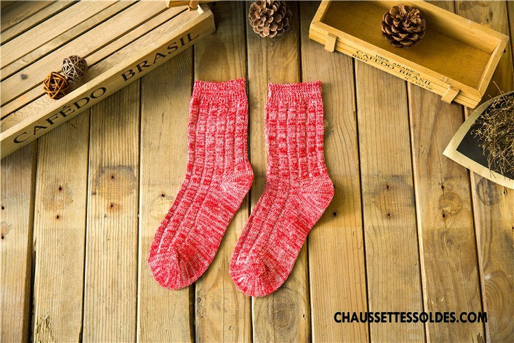 Chaussettes Mi Hautes Femme Milieu Le Nouveau Style National L'automne 100% Coton Rétro Violet