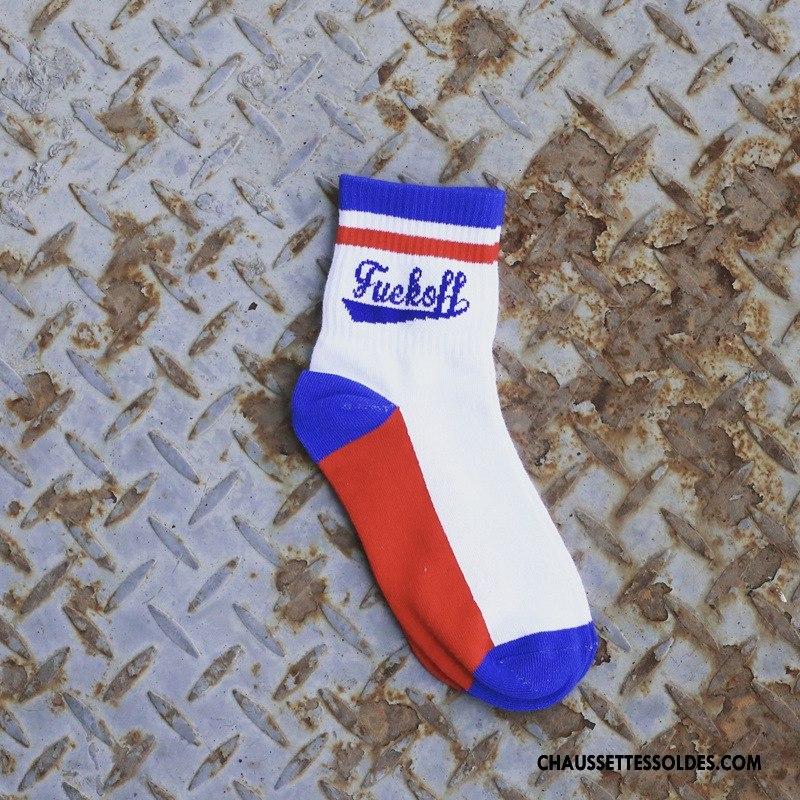 Chaussettes Mi Hautes Femme Milieu Lovers Base-ball Homme Marque De Tendance Lettre Bleu