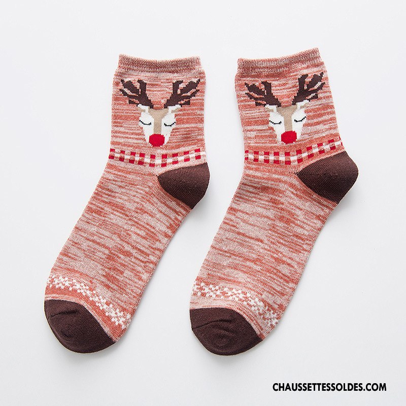 Chaussettes Mi Hautes Femme Milieu Personnalité Fleur De Prunier Rayé Tendance Le Nouveau Rose
