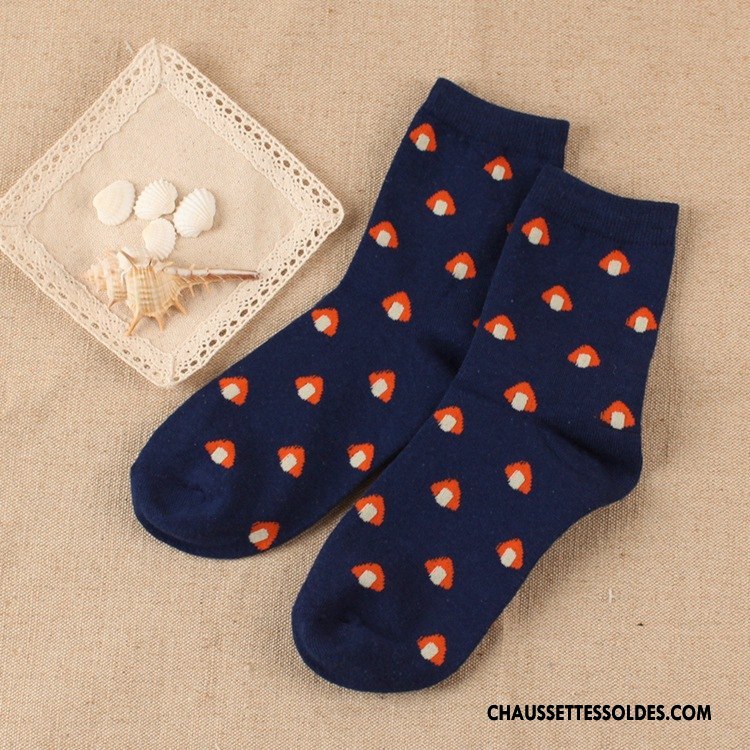 Chaussettes Mi Hautes Femme Milieu Plaine Hiver Style Chaud Beige Le Nouveau Blanc