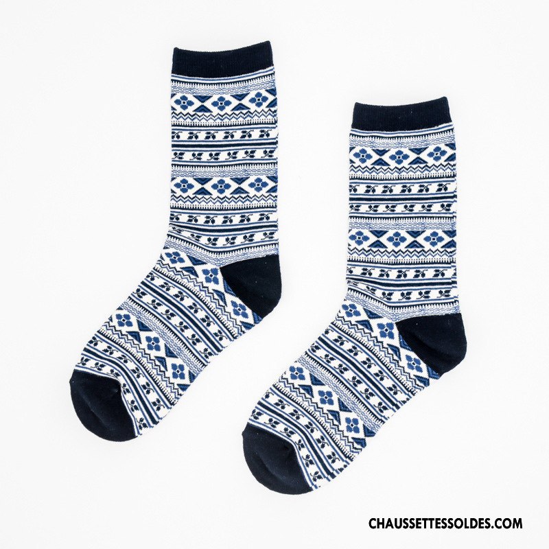 Chaussettes Mi Hautes Femme Milieu Rétro Hiver Style National Le Nouveau 100% Coton Marron / Brun
