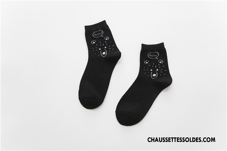 Chaussettes Mi Hautes Femme Milieu Tous Les Assortis Chaussettes En Coton Chaussette Courte Hiver Ours Gris