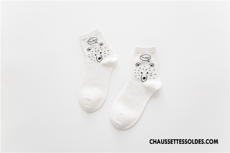 Chaussettes Mi Hautes Femme Milieu Tous Les Assortis Chaussettes En Coton Chaussette Courte Hiver Ours Gris