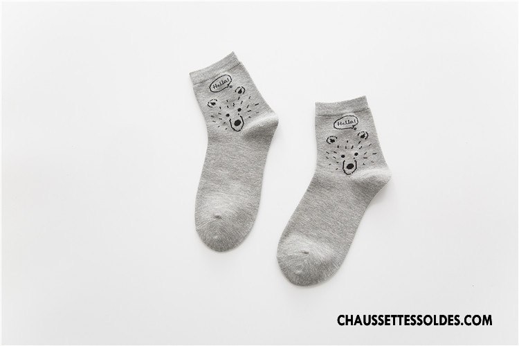 Chaussettes Mi Hautes Femme Milieu Tous Les Assortis Chaussettes En Coton Chaussette Courte Hiver Ours Gris