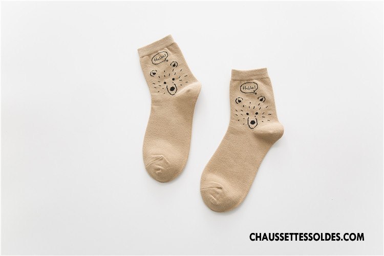Chaussettes Mi Hautes Femme Milieu Tous Les Assortis Chaussettes En Coton Chaussette Courte Hiver Ours Gris
