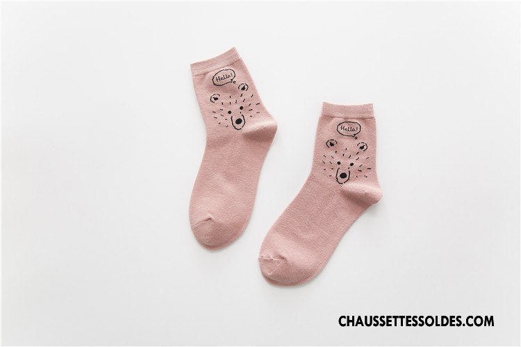 Chaussettes Mi Hautes Femme Milieu Tous Les Assortis Chaussettes En Coton Chaussette Courte Hiver Ours Gris